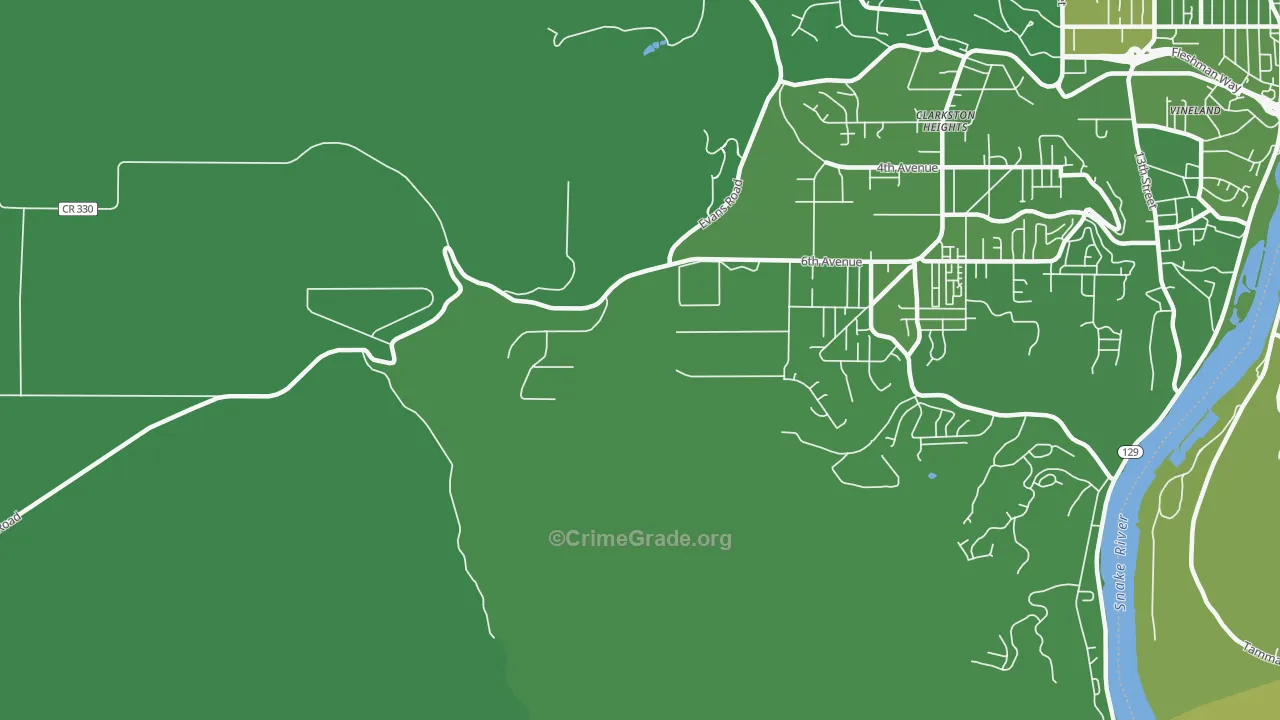 Clarkston Heights, WA Map of Vehicle Theft Rates