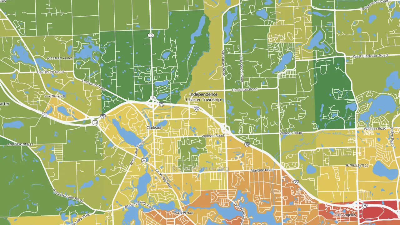 Clarkston, MI Map of Vehicle Theft Rates