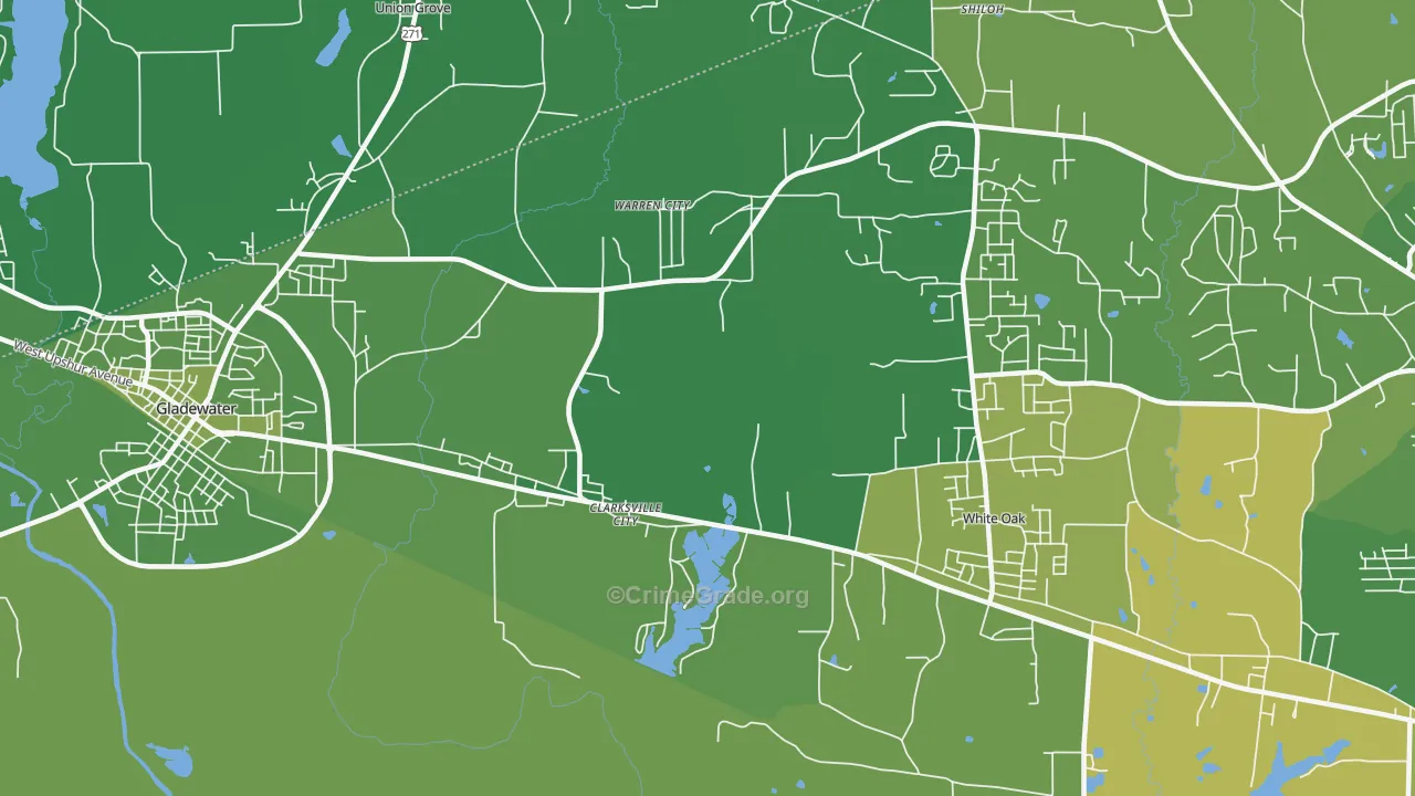 Clarksville City, TX Map of Vehicle Theft Rates