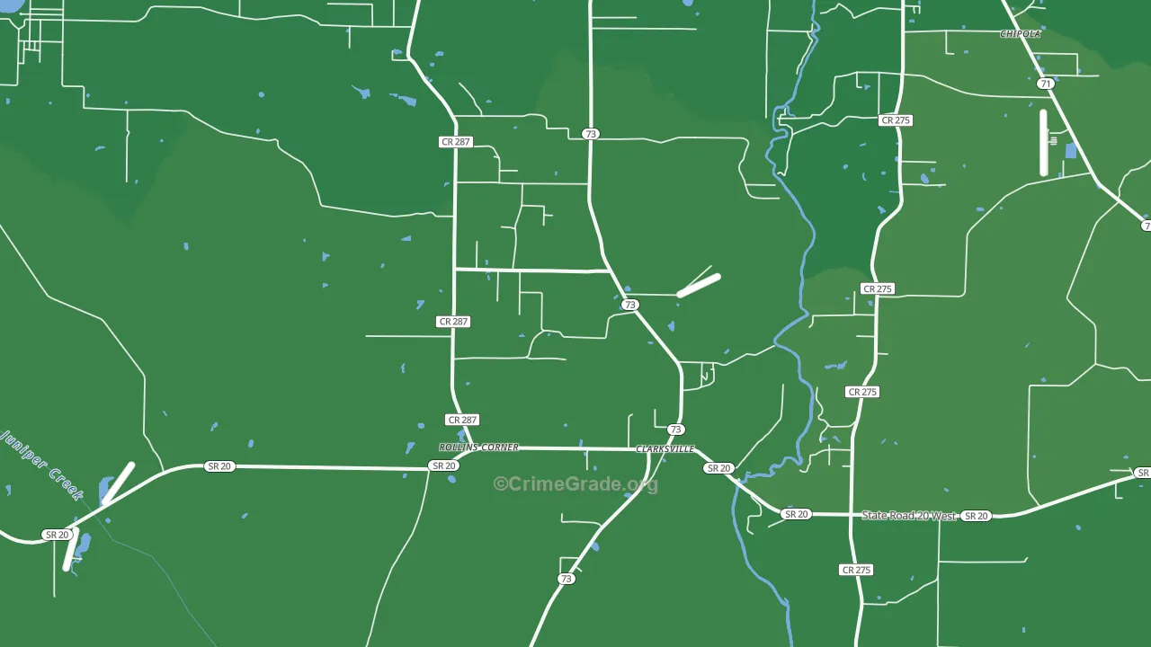 Clarksville, FL Map of Vehicle Theft Rates