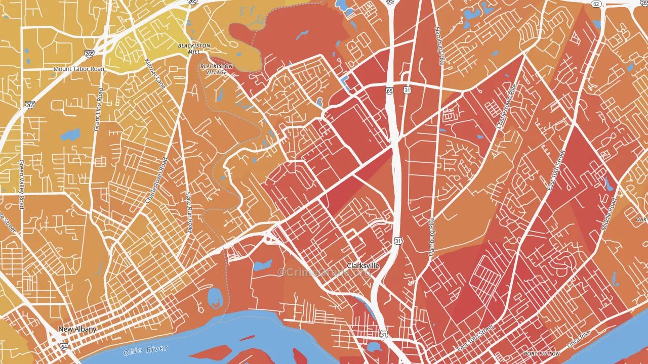 Clarksville, IN Map of Vehicle Theft Rates