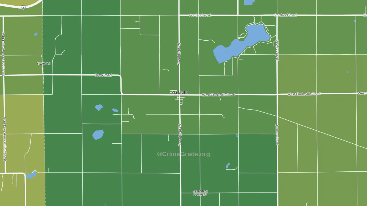 Clarksville, MI Map of Vehicle Theft Rates