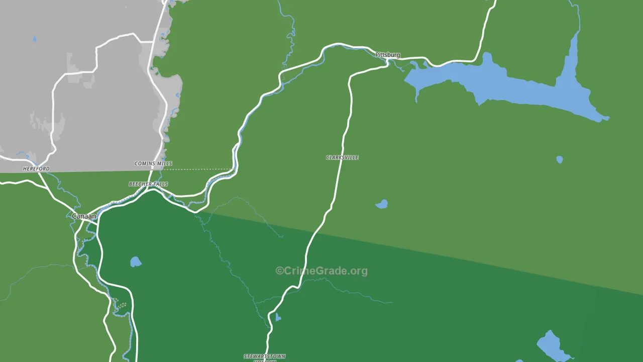Clarksville, NH Map of Vehicle Theft Rates