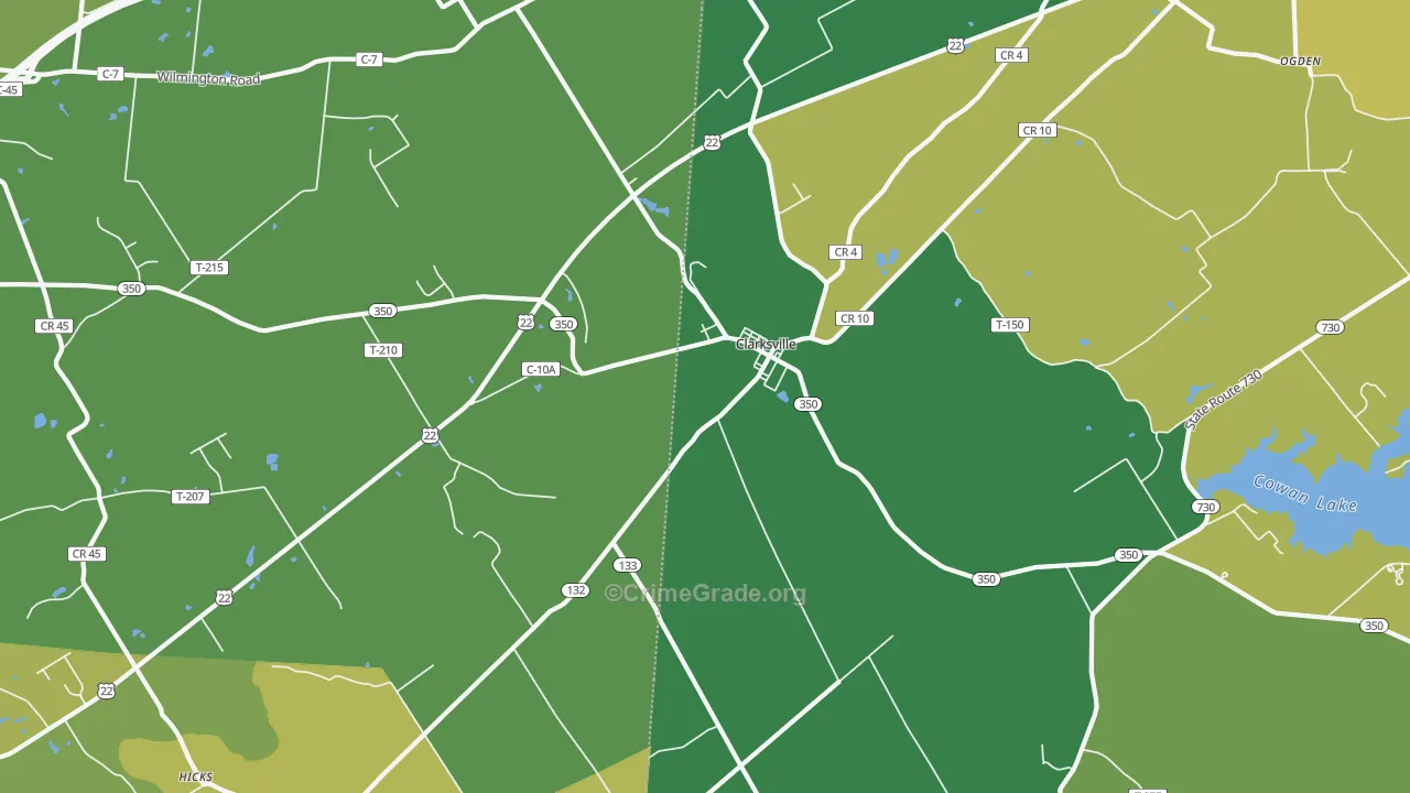 Clarksville, OH Map of Vehicle Theft Rates