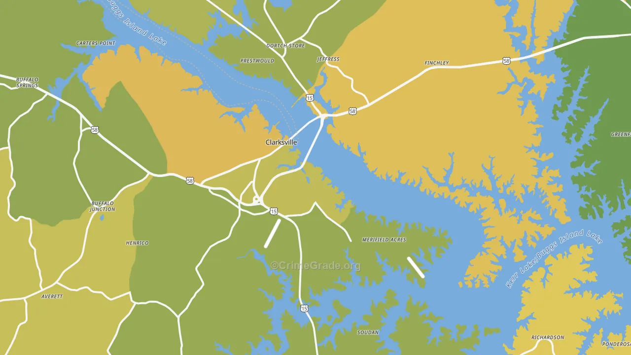 Clarksville, VA Map of Vehicle Theft Rates