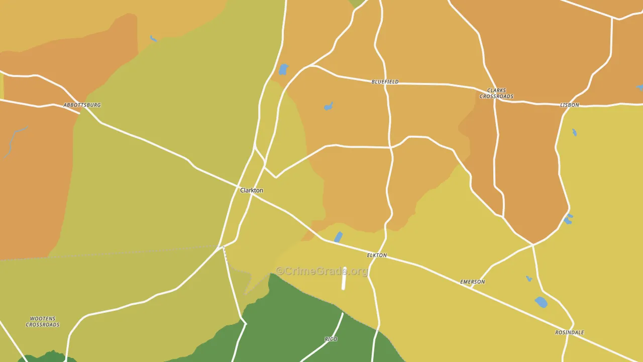 Clarkton, NC Map of Vehicle Theft Rates