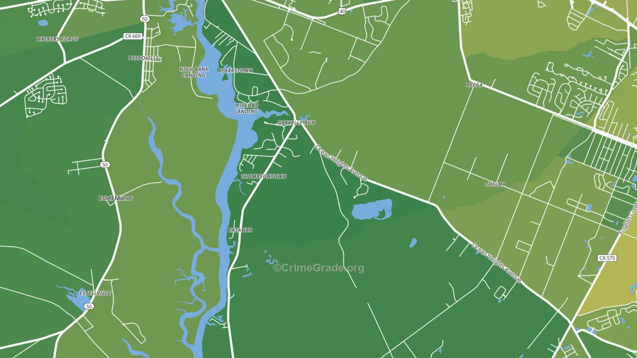 Clarktown, NJ Map of Vehicle Theft Rates