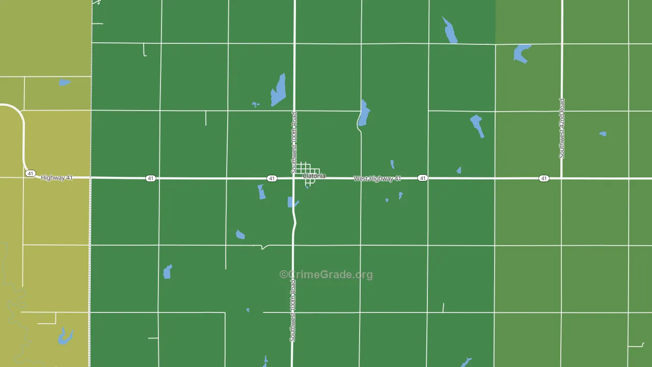 Clatonia, NE Map of Vehicle Theft Rates
