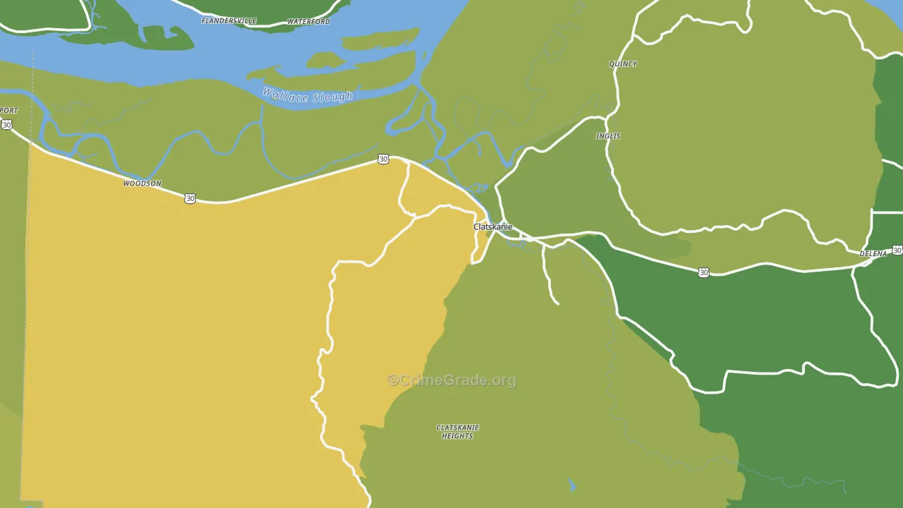 Clatskanie, OR Map of Vehicle Theft Rates