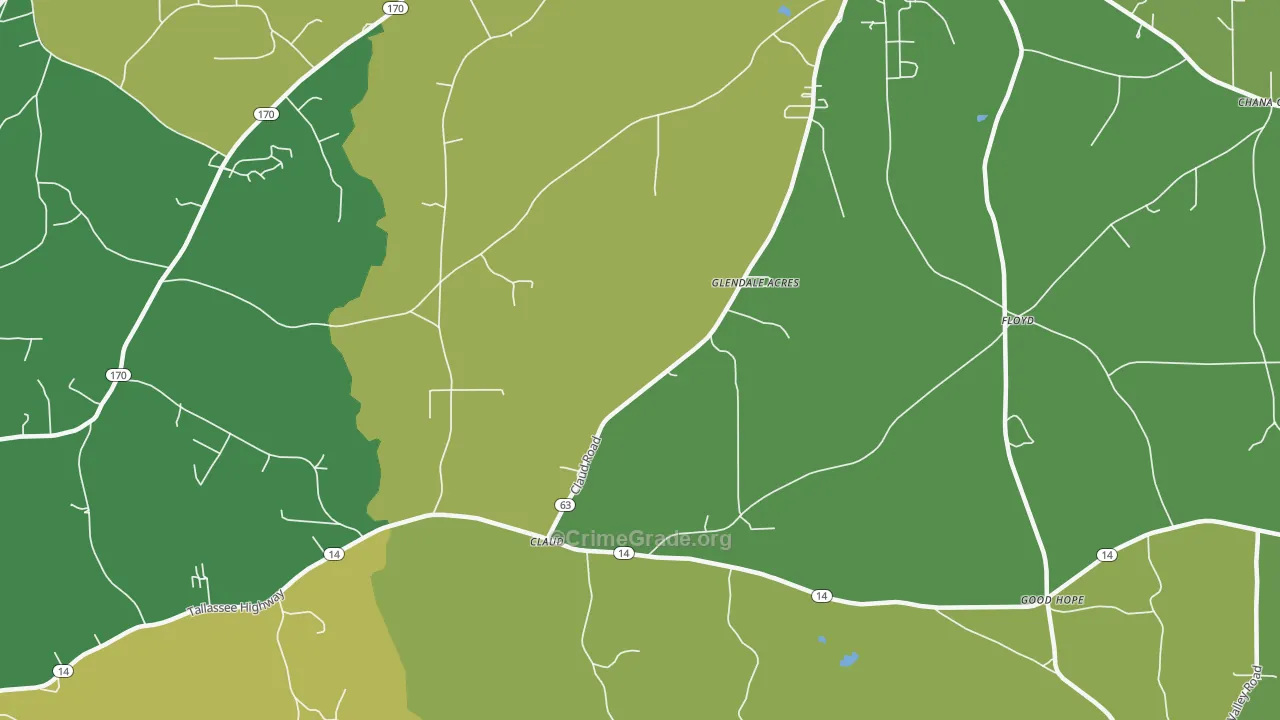 Claud, AL Map of Vehicle Theft Rates