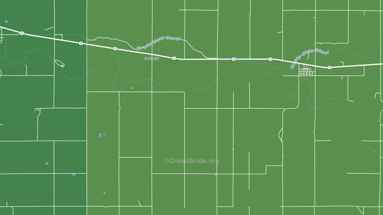Claudell, KS Map of Vehicle Theft Rates