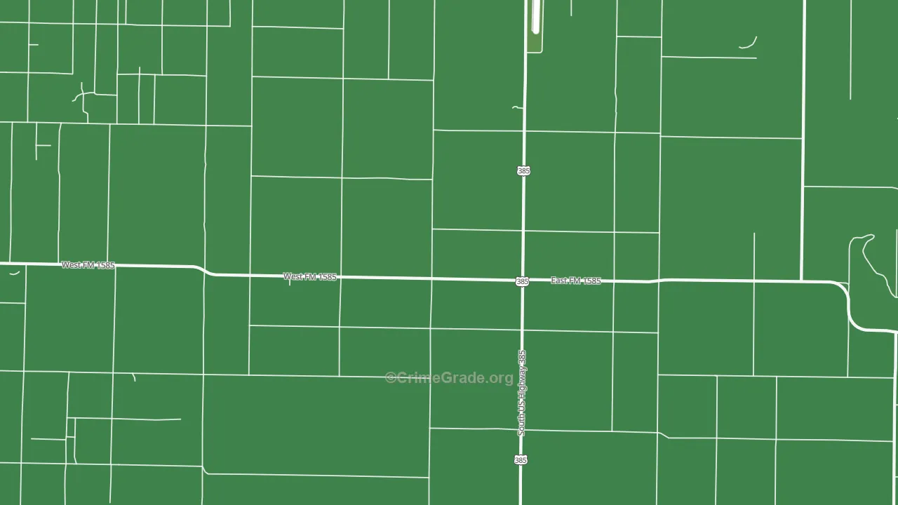 Clauene, TX Map of Vehicle Theft Rates