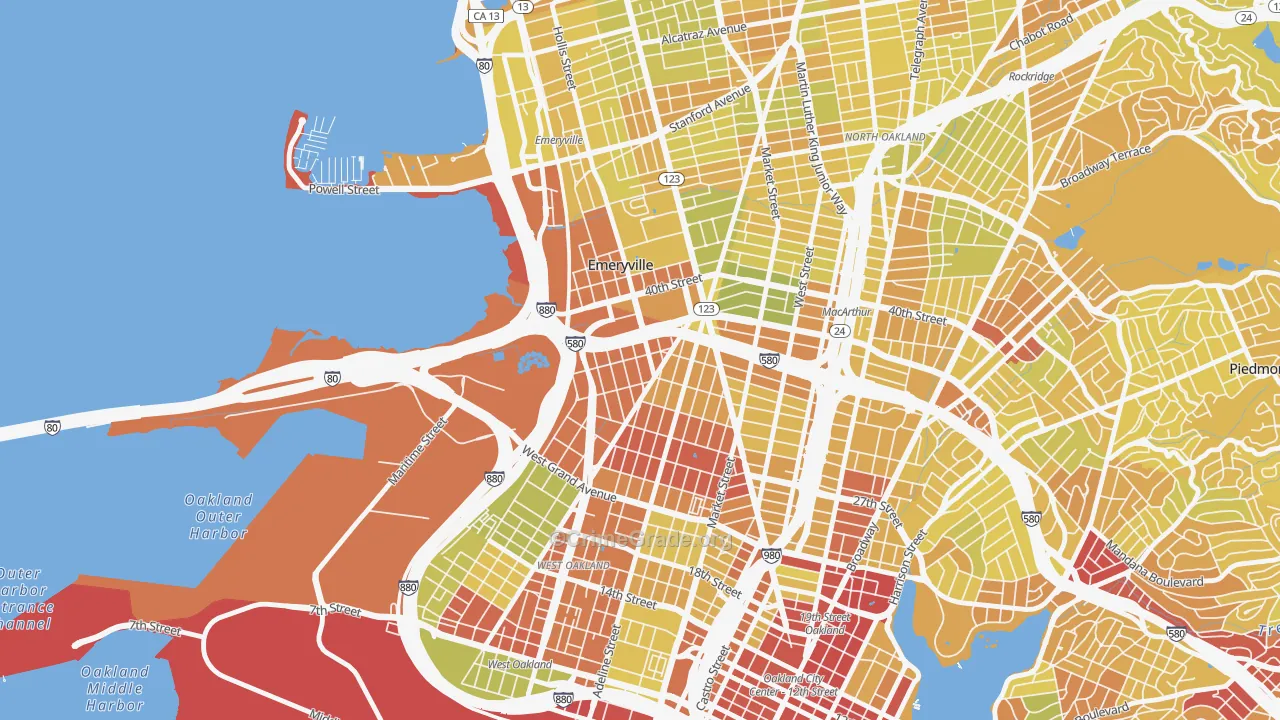 Clawson, Emeryville, CA Map of Vehicle Theft Rates