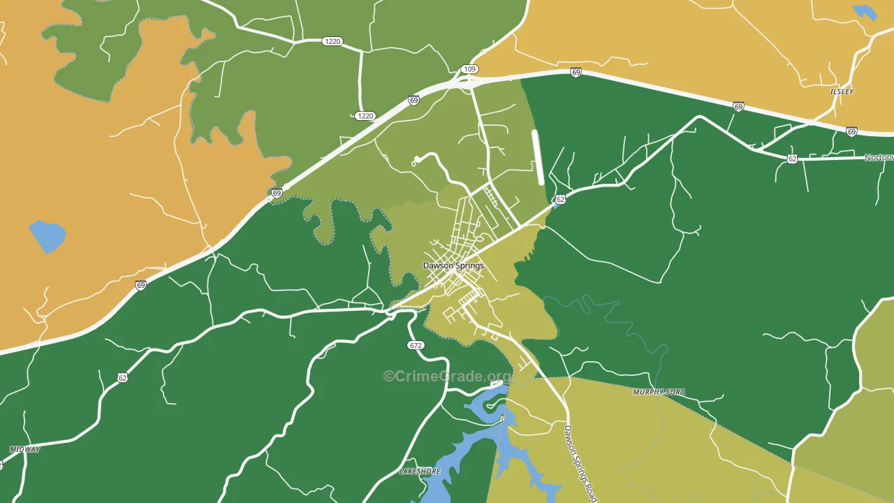 Claxton, KY Map of Vehicle Theft Rates