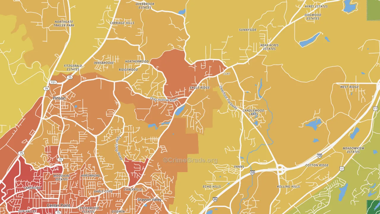 Clay, AL Map of Vehicle Theft Rates
