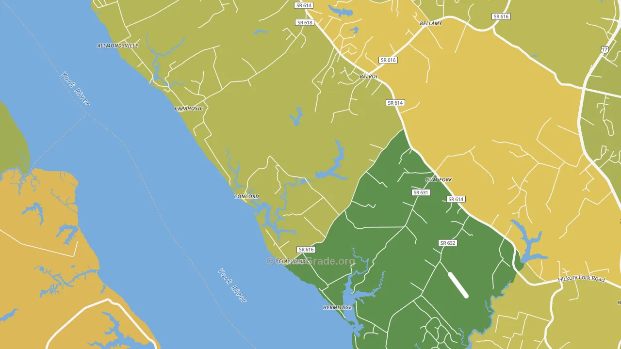 Clay Bank, VA Map of Vehicle Theft Rates