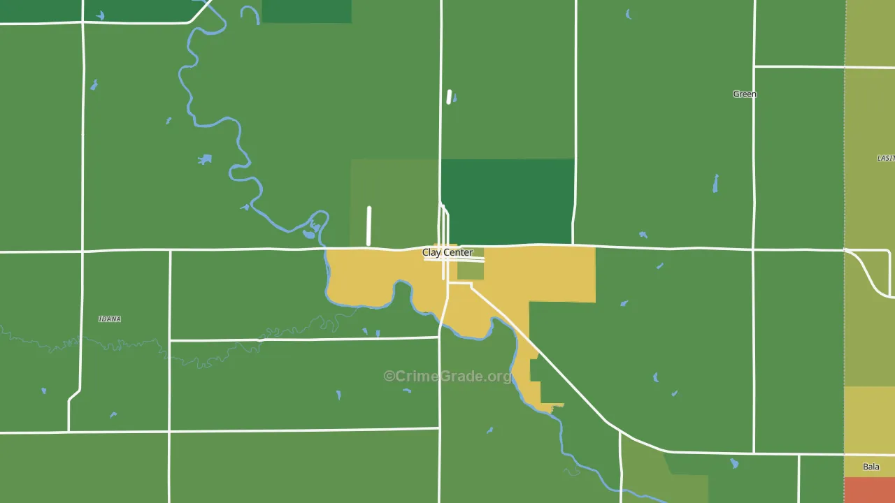 Clay Center, KS Map of Vehicle Theft Rates