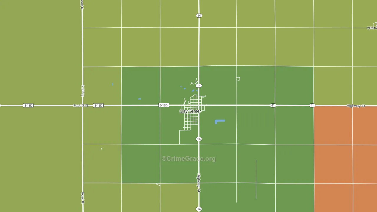 Clay Center, NE Map of Vehicle Theft Rates