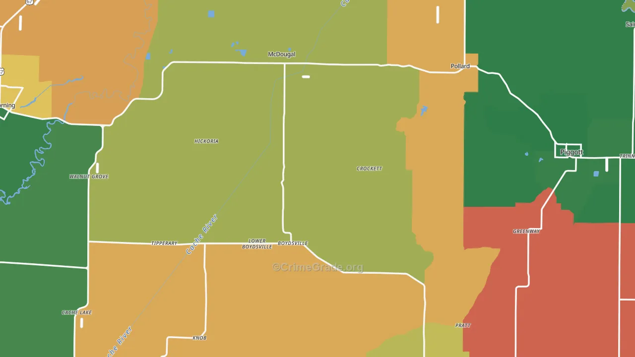 Clay County, AR Map of Vehicle Theft Rates
