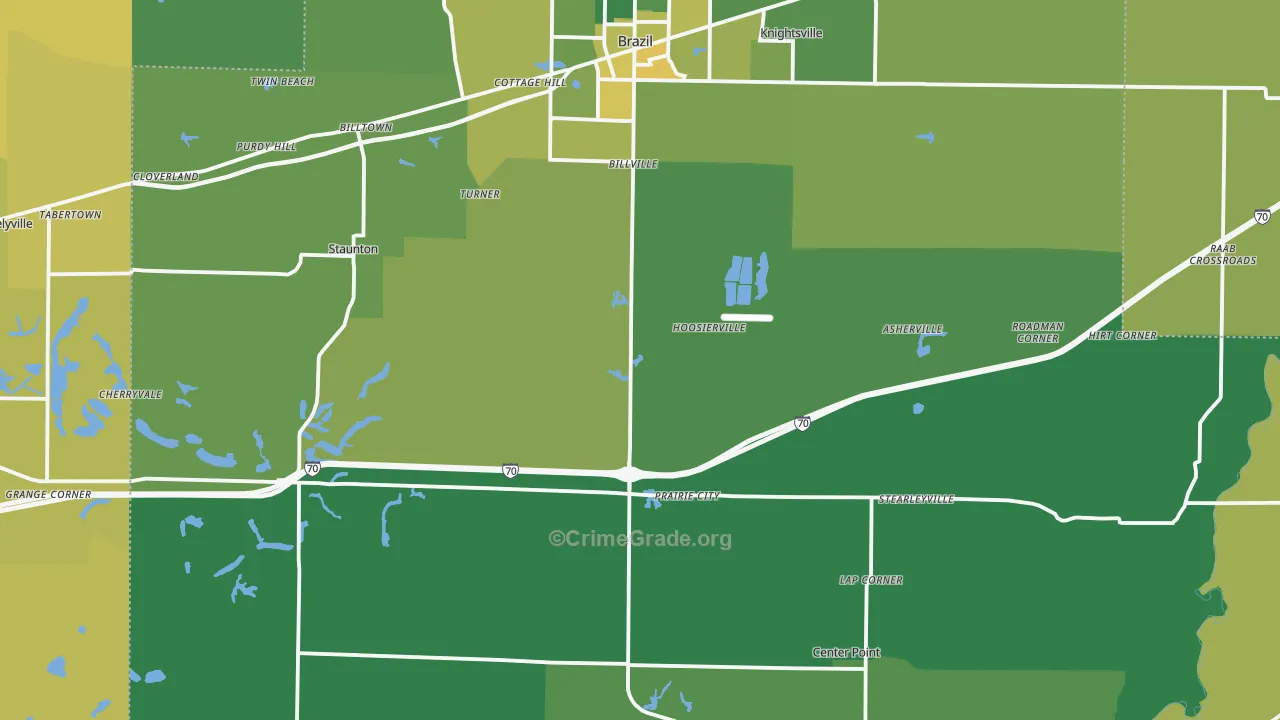 Clay County, IN Map of Vehicle Theft Rates