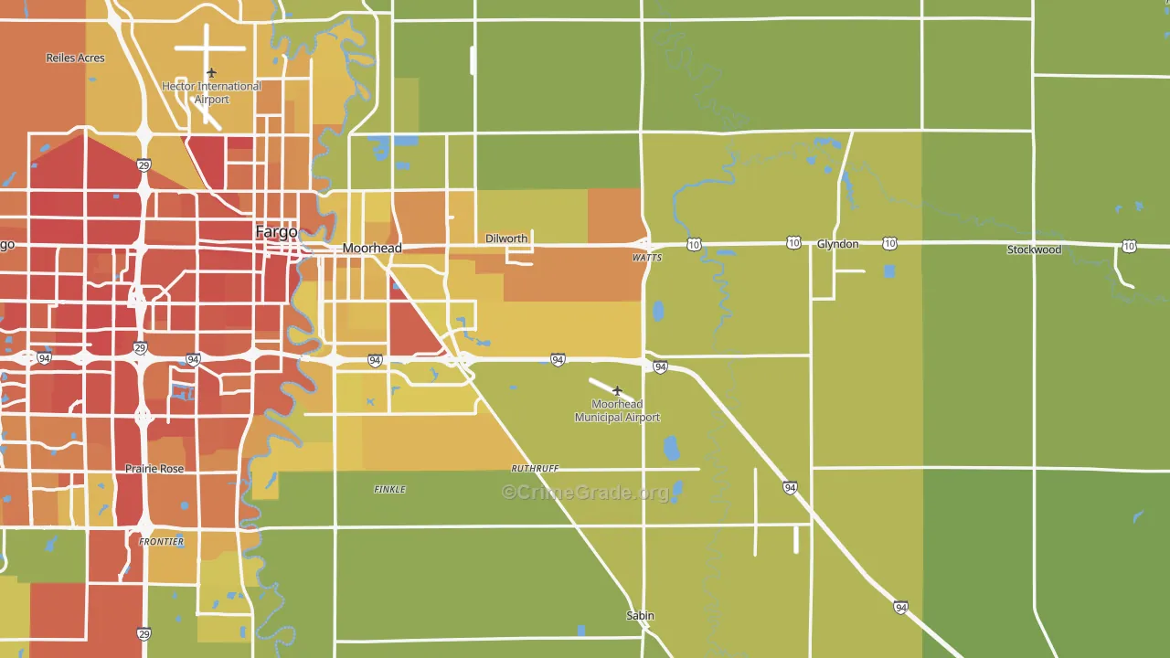 Clay County, MN Map of Vehicle Theft Rates
