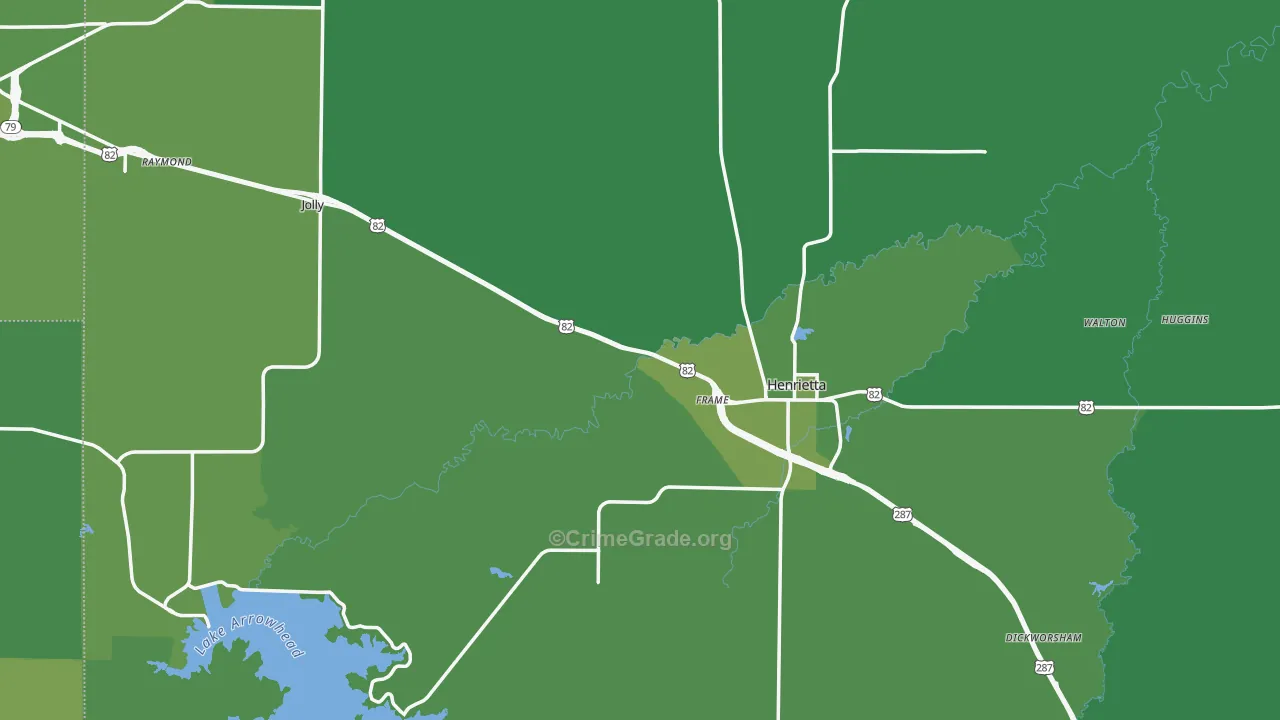 Clay County, TX Map of Vehicle Theft Rates