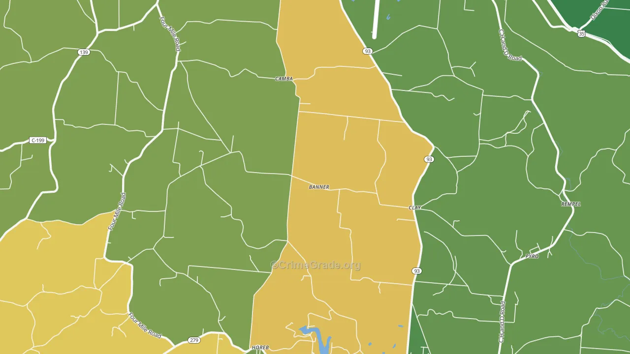 Clay, OH Map of Vehicle Theft Rates