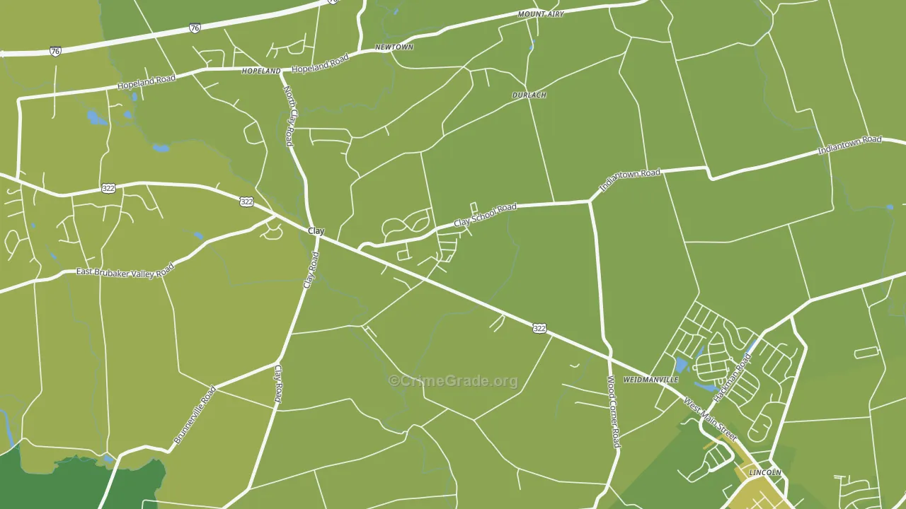 Clay, PA Map of Vehicle Theft Rates