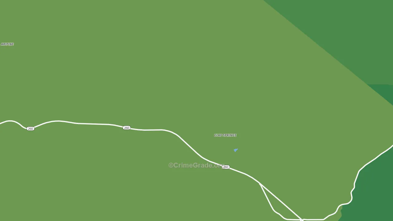Clay Springs, AZ Map of Vehicle Theft Rates