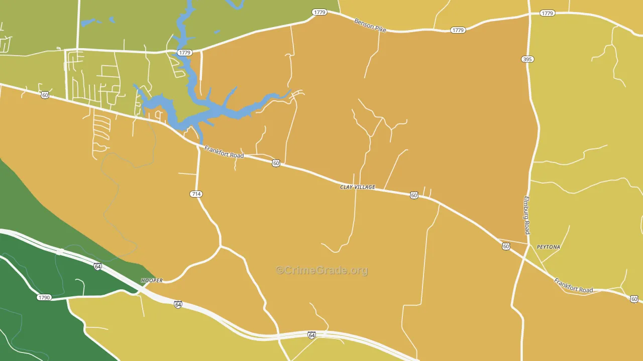 Clay Village, KY Map of Vehicle Theft Rates