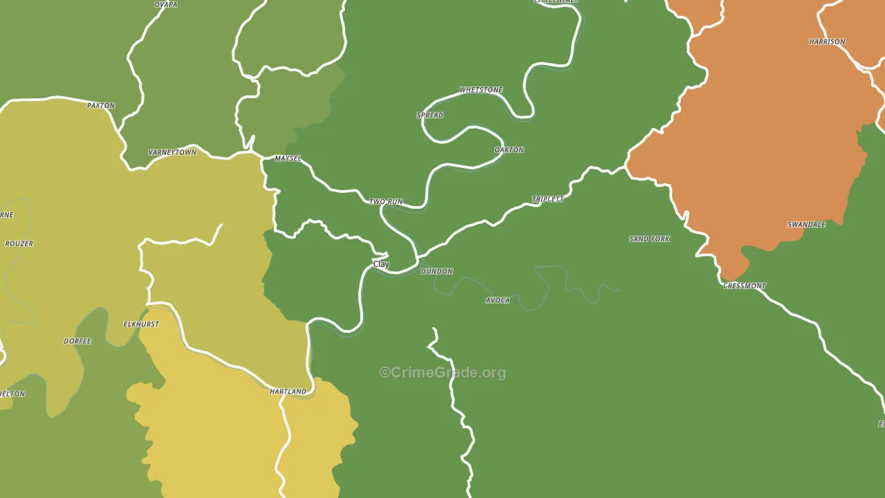 Clay, WV Map of Vehicle Theft Rates