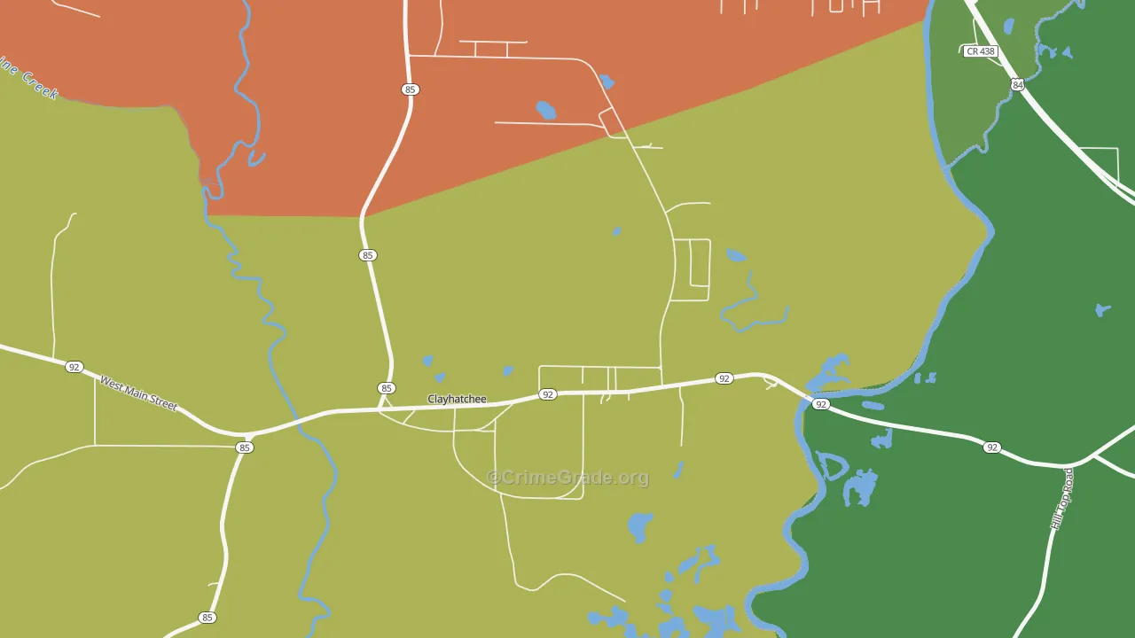 Clayhatchee, AL Map of Vehicle Theft Rates