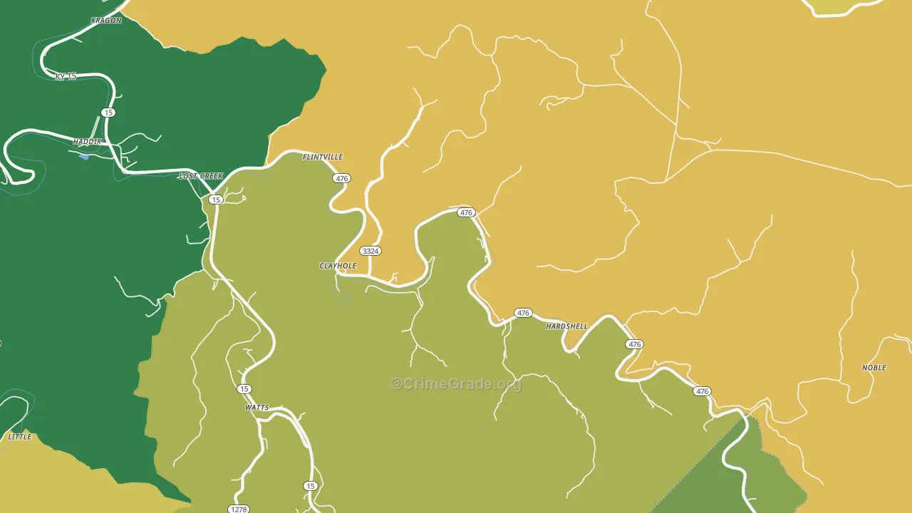 Clayhole, KY Map of Vehicle Theft Rates