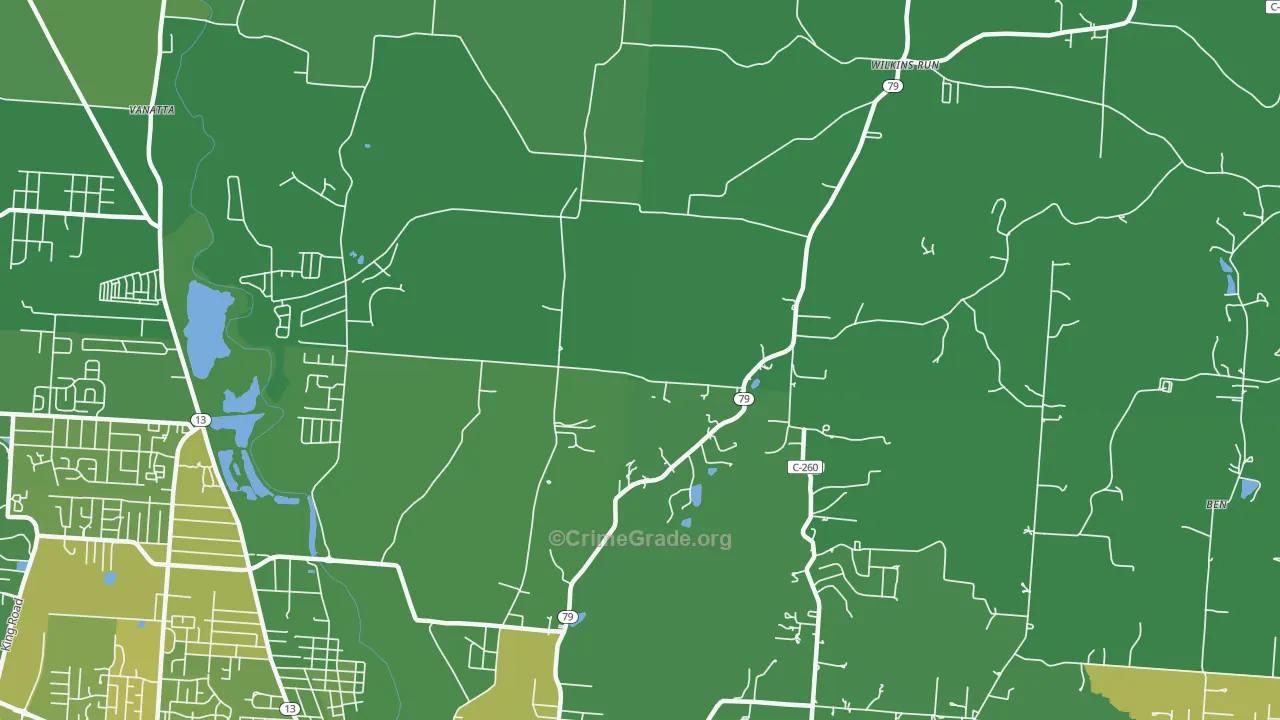 Claylick, OH Map of Vehicle Theft Rates