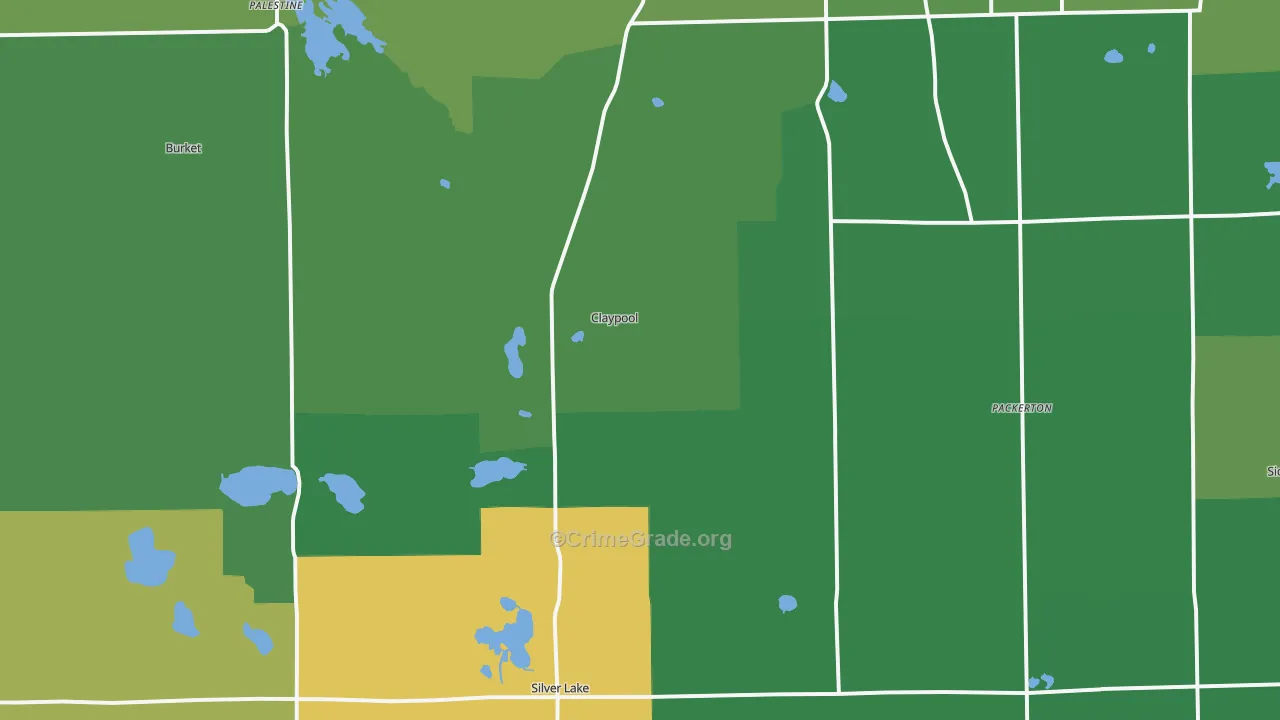 Claypool, IN Map of Vehicle Theft Rates