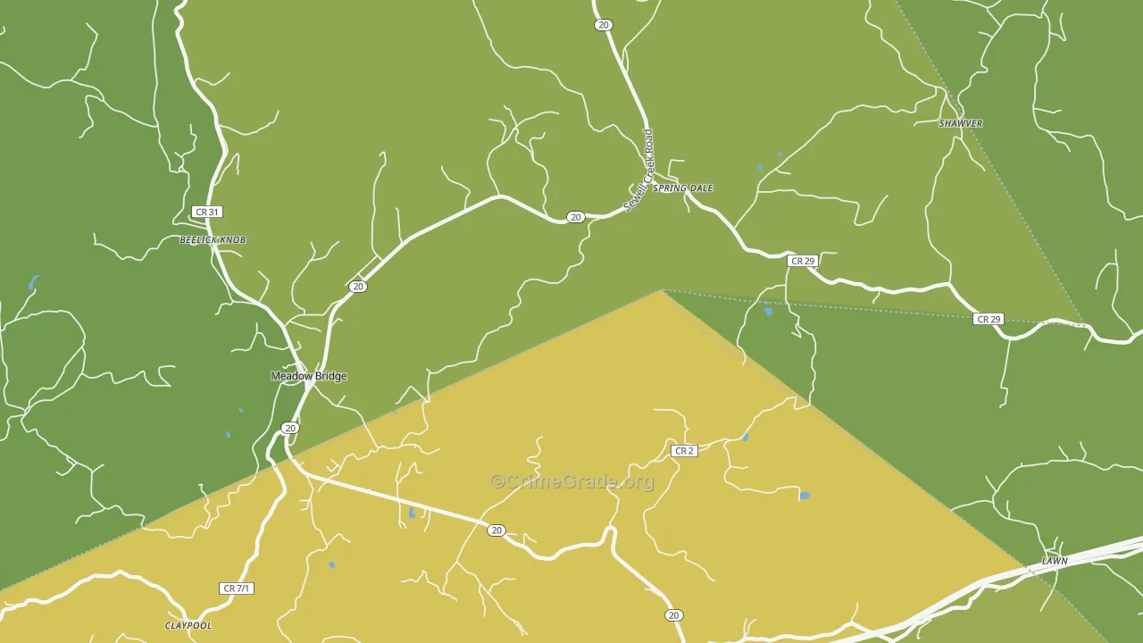Claypool, WV Map of Vehicle Theft Rates