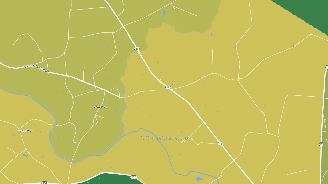 Clayroot, NC Map of Vehicle Theft Rates