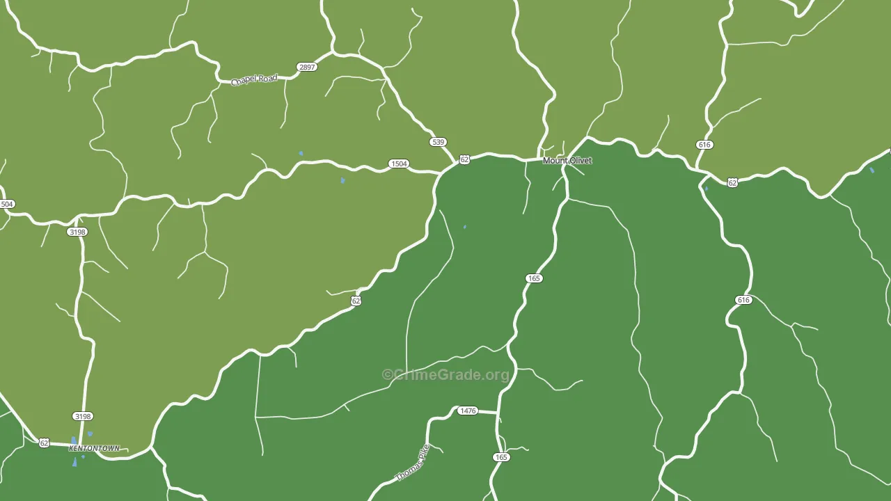 Claysville, KY Map of Vehicle Theft Rates