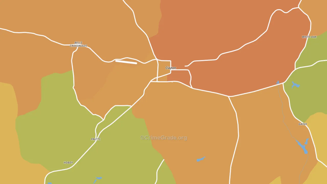 Clayton, AL Map of Vehicle Theft Rates