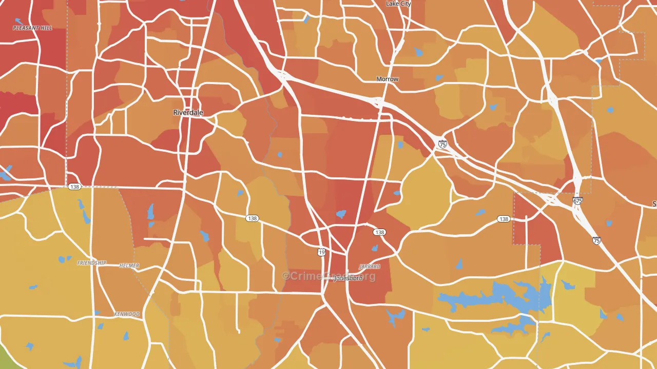 Clayton County, GA Map of Vehicle Theft Rates