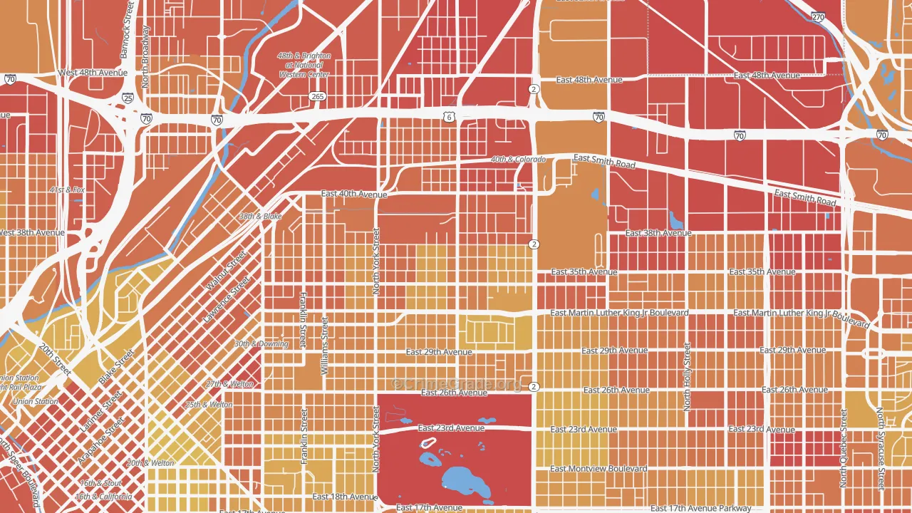 Clayton, Denver, CO Map of Vehicle Theft Rates