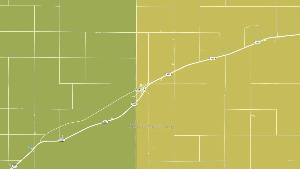 Clayton, KS Map of Vehicle Theft Rates