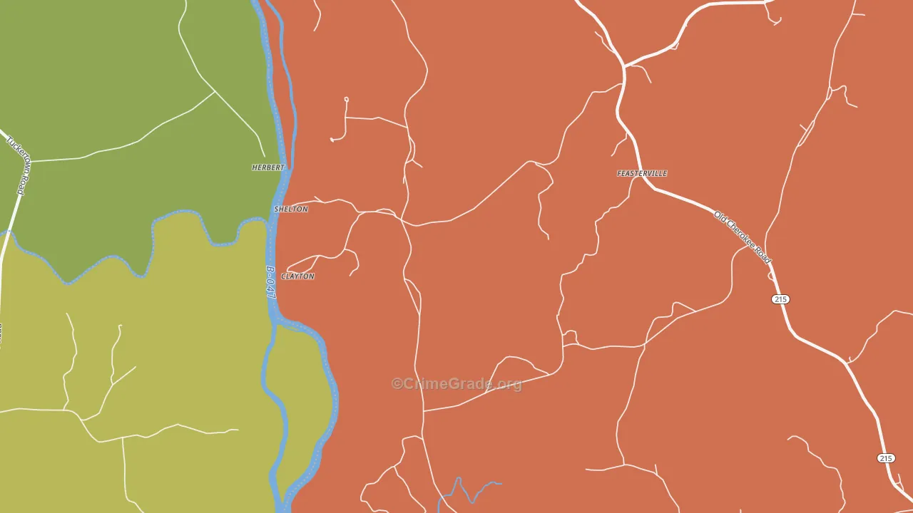 Clayton, SC Map of Vehicle Theft Rates