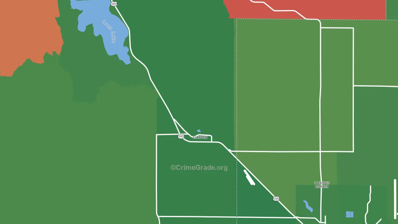 Clayton, WA Map of Vehicle Theft Rates