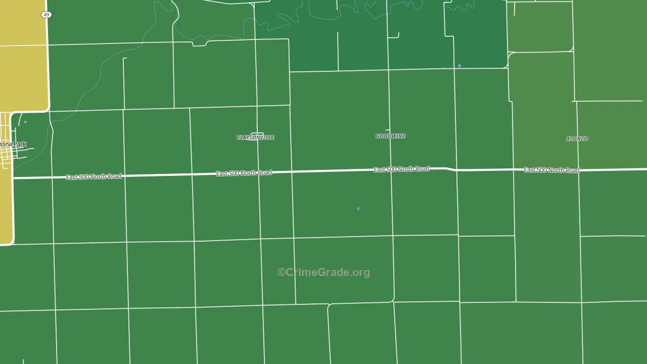 Claytonville, IL Map of Vehicle Theft Rates