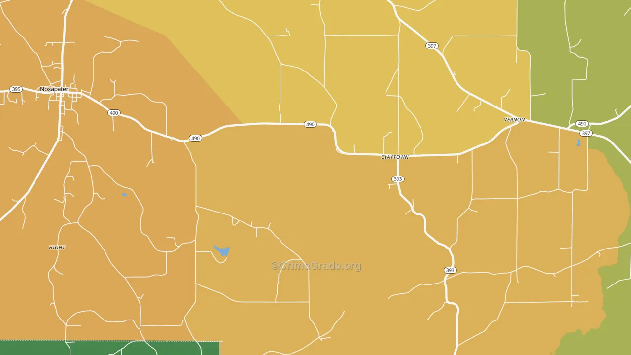 Claytown, MS Map of Vehicle Theft Rates
