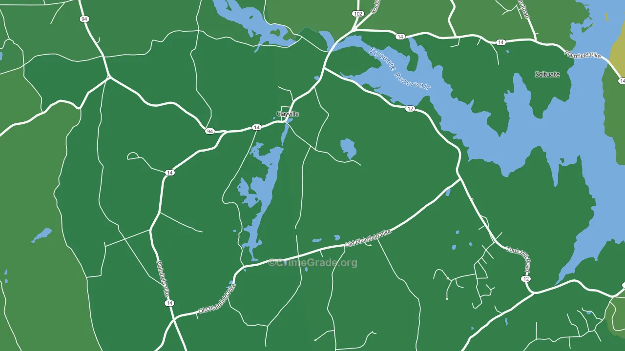 Clayville, RI Map of Vehicle Theft Rates