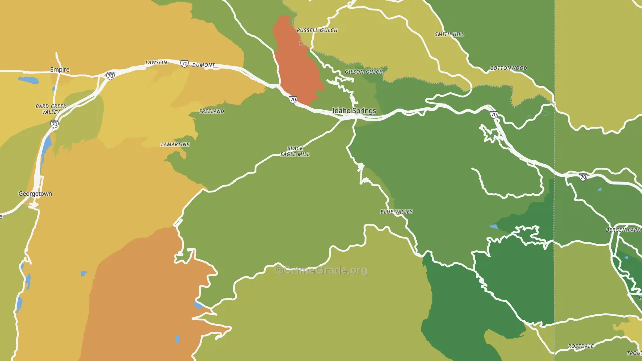 Clear Creek County, CO Map of Vehicle Theft Rates