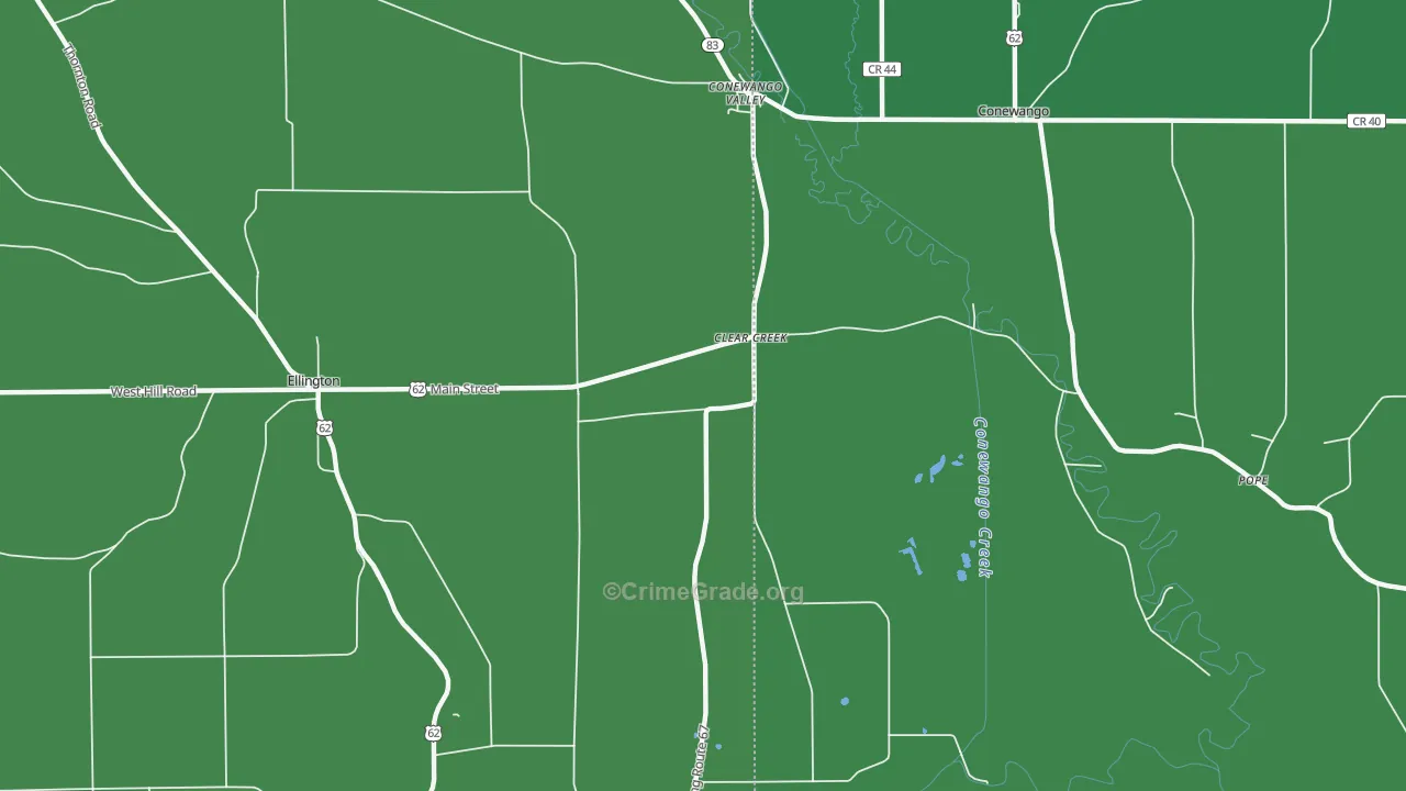 Clear Creek, NY Map of Vehicle Theft Rates
