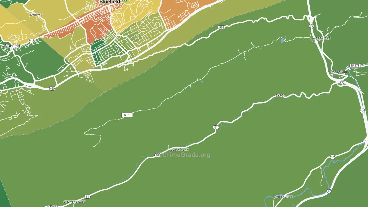 Clear Fork, VA Map of Vehicle Theft Rates